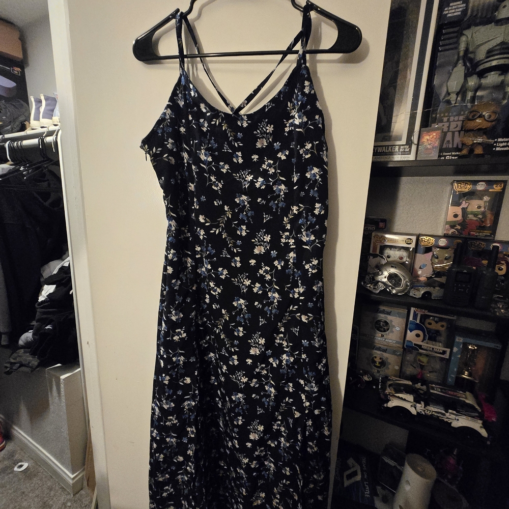 Floral Black and Blue Women's Dress